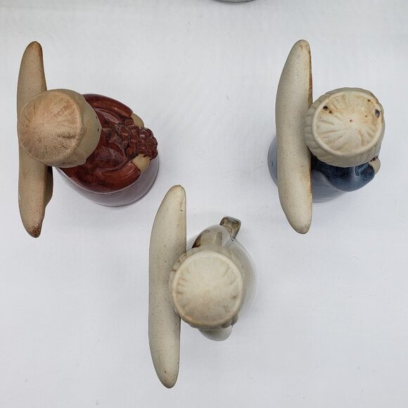 Ceramic or Pottery Red Cream Blue Vintage 3pc Angel Set - Picture 7 of 11